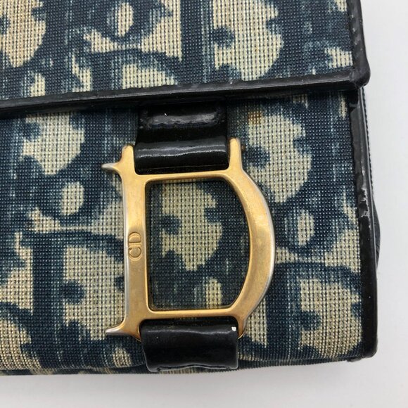 Christian Dior Monogram Wallet Blue Oblique Canvas Bifold Zip Rectangle - Picture 5 of 16